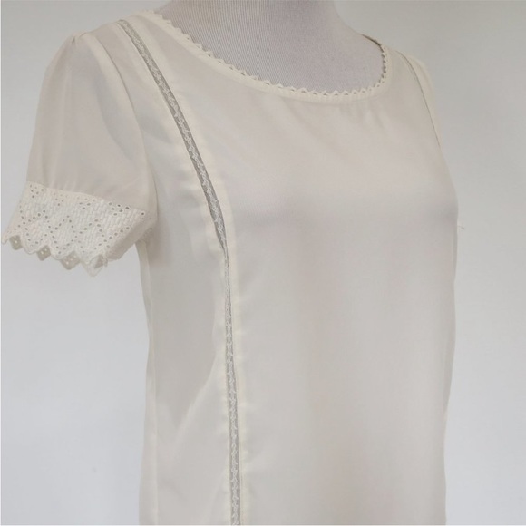 ANN TAYLOR Size 0 Ivory Red Skirt Blouse Set Career - Picture 14 of 16